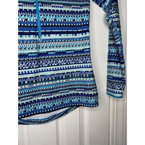 Nike Pro Women's Half Zip Pullover Blue Fair Isle Medium - Picture 2 of 7